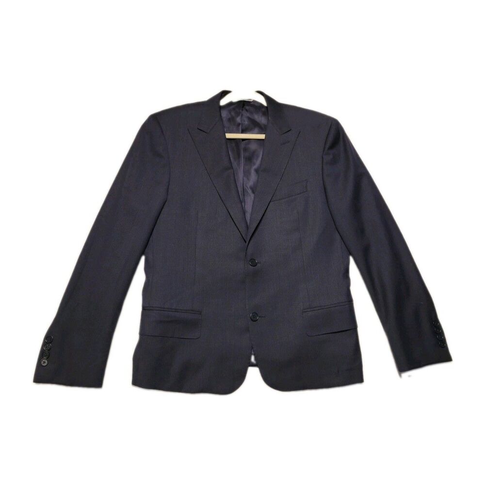 Canali 1934 Men's Water Resistant Black Wool Peck Lapel Suit Jacket Blazer 40 R
